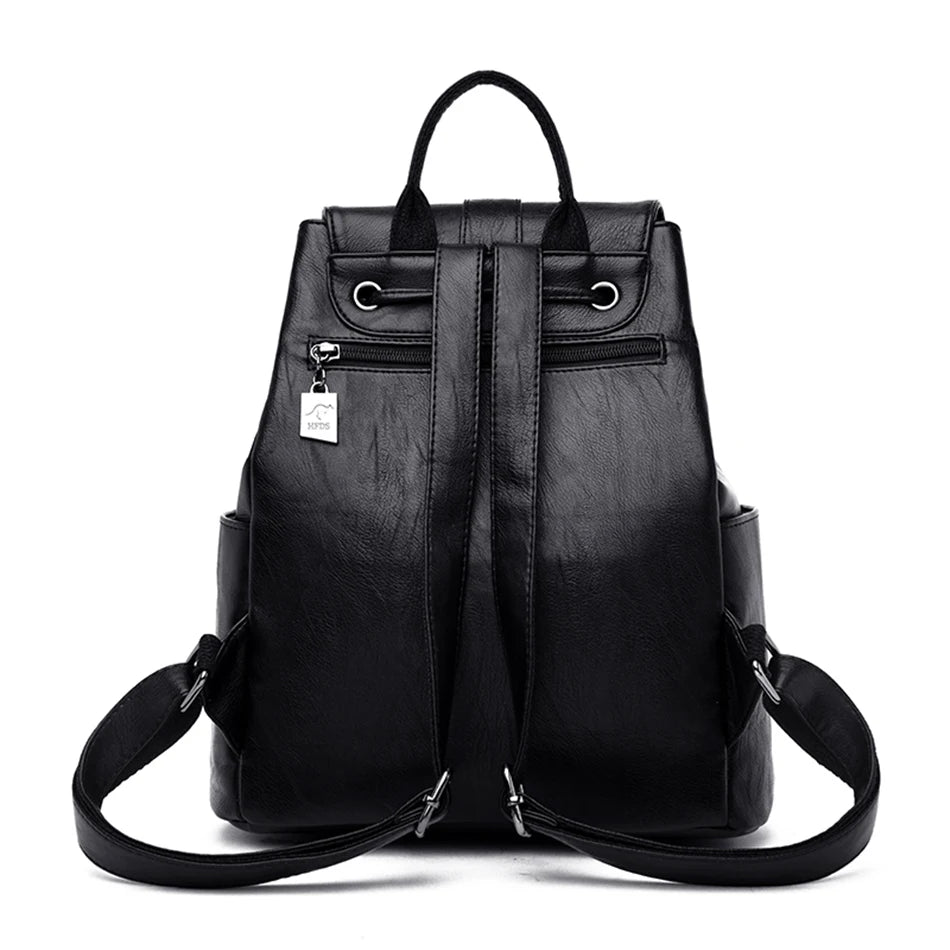 Women’s Everyday Leather-Look Backpack | حقيبة ظهر نسائية ناعمة لليوميات