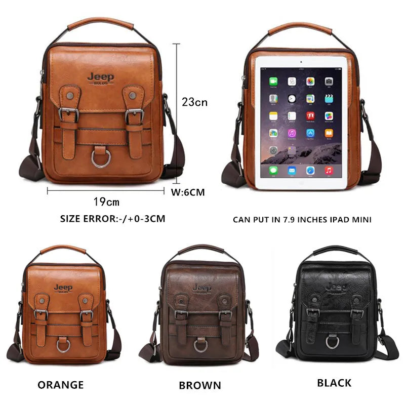 Men’s Split Leather Messenger Bag | حقيبة رجالية للكتف بتصميم عملي