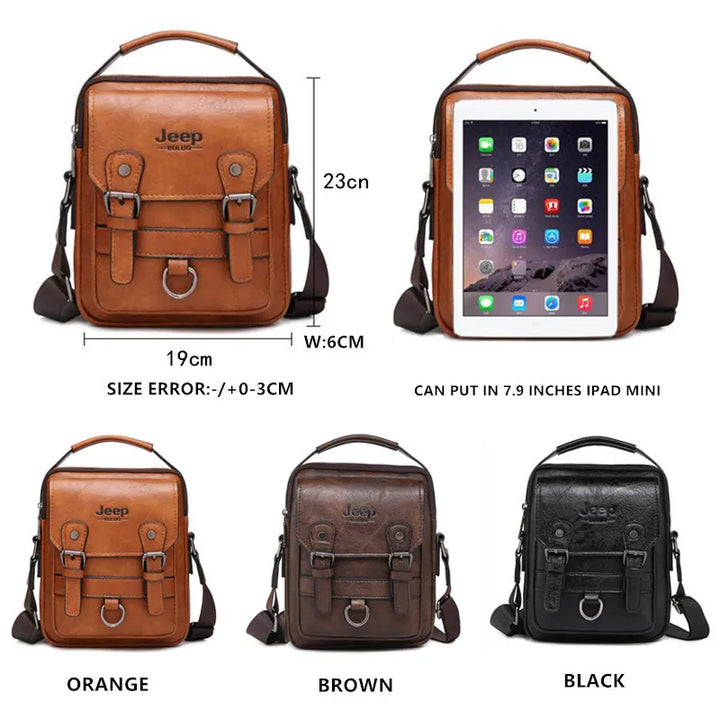 Men’s Split Leather Messenger Bag | حقيبة رجالية للكتف بتصميم عملي