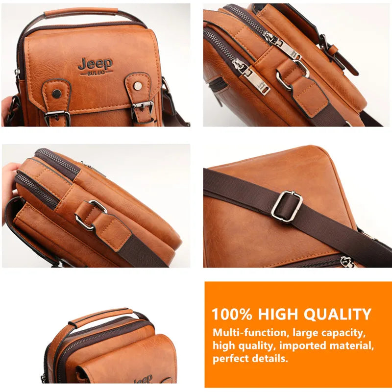Men’s Split Leather Messenger Bag | حقيبة رجالية للكتف بتصميم عملي