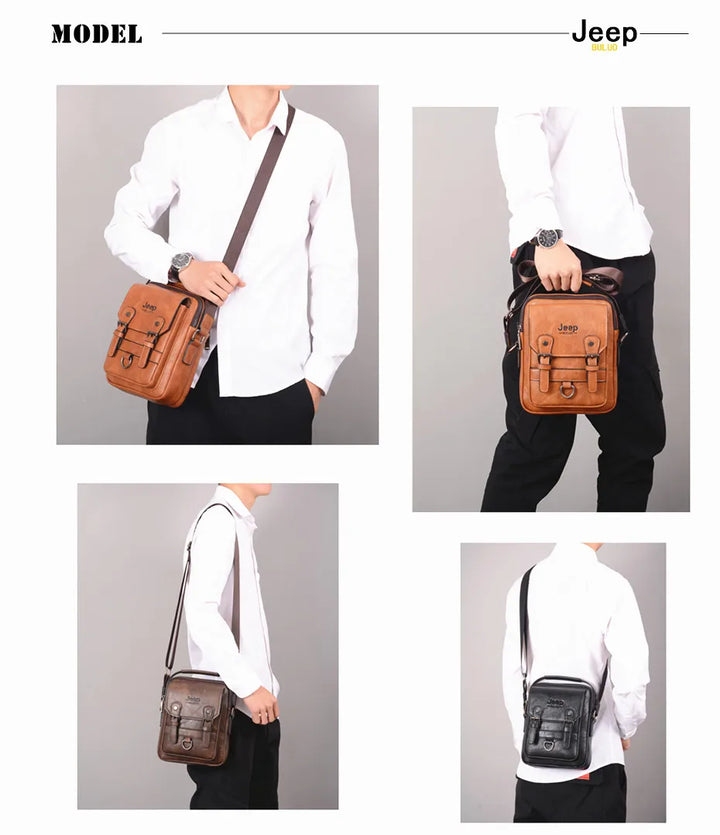 Men’s Split Leather Messenger Bag | حقيبة رجالية للكتف بتصميم عملي