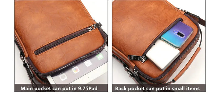 Men’s Split Leather Messenger Bag | حقيبة رجالية للكتف بتصميم عملي