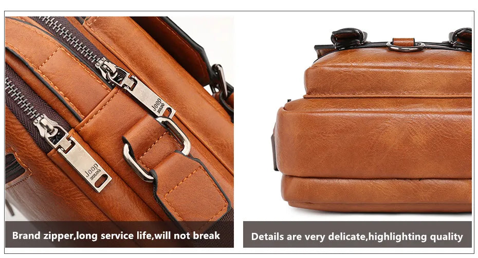 Men’s Split Leather Messenger Bag | حقيبة رجالية للكتف بتصميم عملي