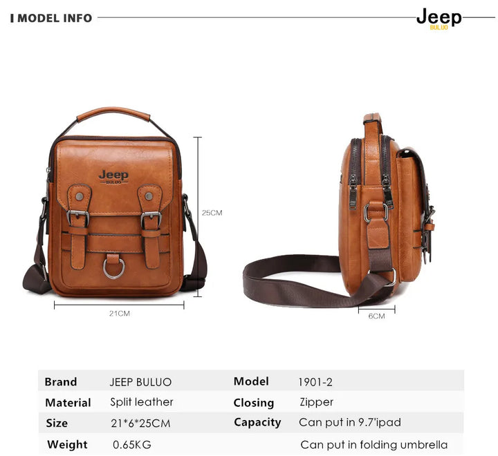 Men’s Split Leather Messenger Bag | حقيبة رجالية للكتف بتصميم عملي