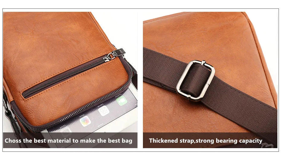 Men’s Split Leather Messenger Bag | حقيبة رجالية للكتف بتصميم عملي