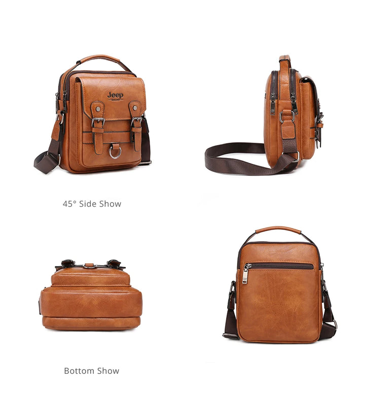 Men’s Split Leather Messenger Bag | حقيبة رجالية للكتف بتصميم عملي