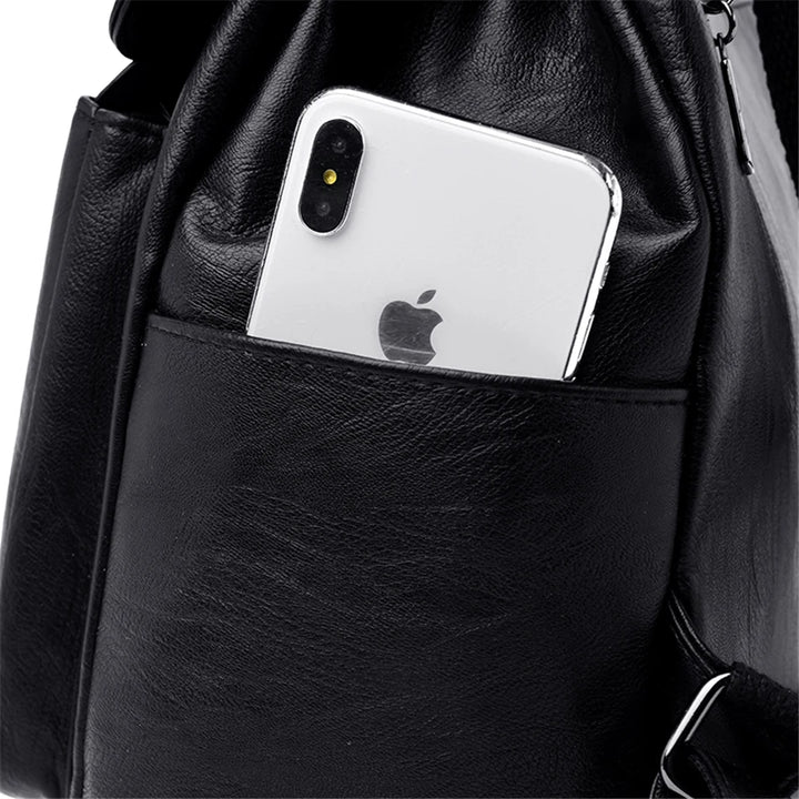 Women’s Everyday Leather-Look Backpack | حقيبة ظهر نسائية ناعمة لليوميات