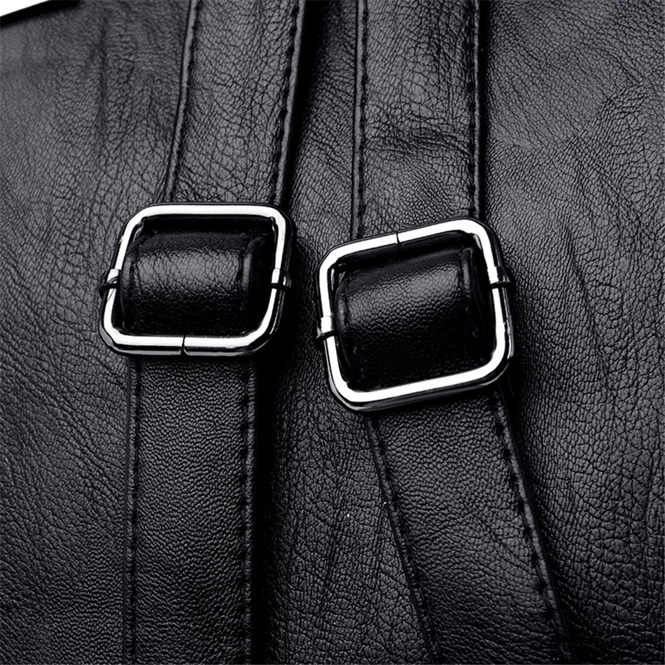 Women’s Everyday Leather-Look Backpack | حقيبة ظهر نسائية ناعمة لليوميات
