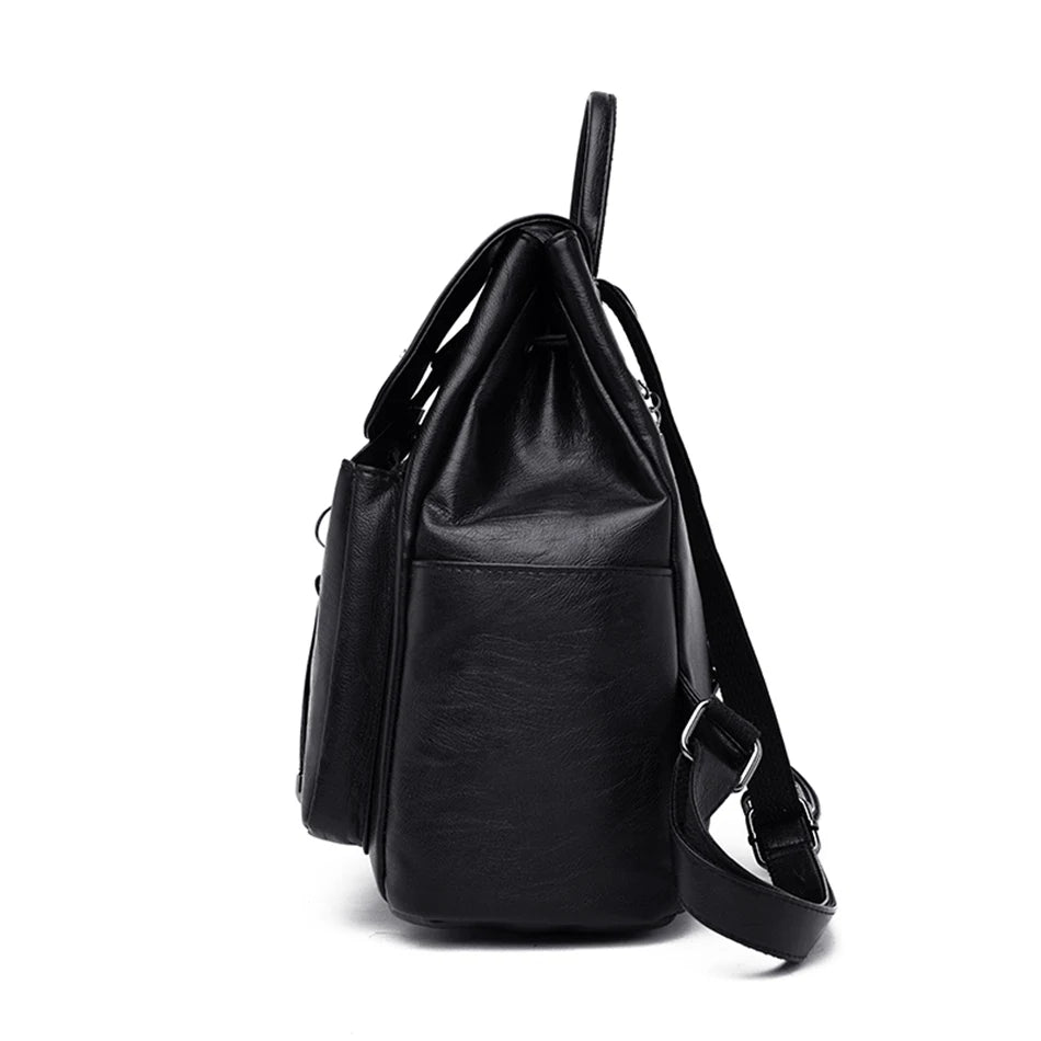 Women’s Everyday Leather-Look Backpack | حقيبة ظهر نسائية ناعمة لليوميات