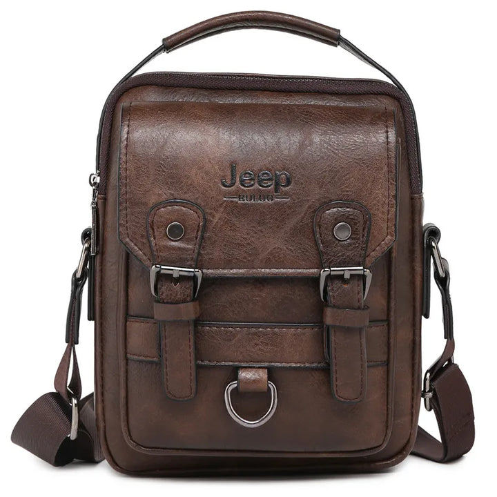 Men’s Split Leather Messenger Bag | حقيبة رجالية للكتف بتصميم عملي