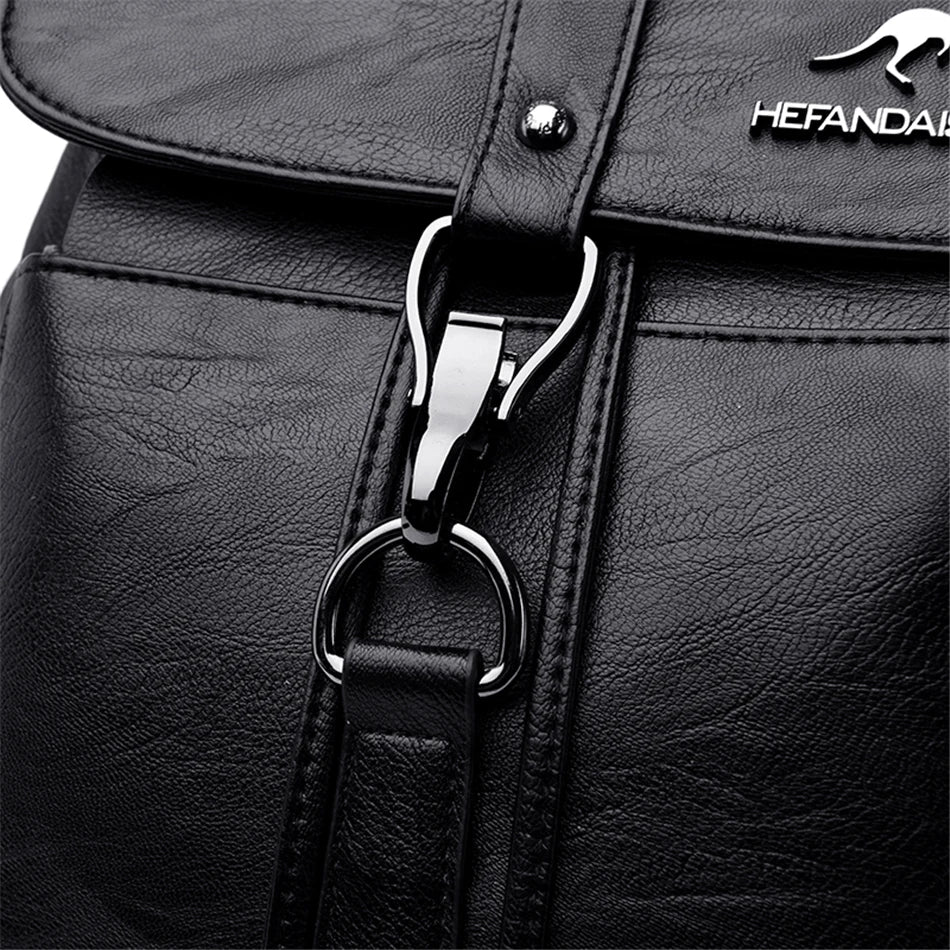 Women’s Everyday Leather-Look Backpack | حقيبة ظهر نسائية ناعمة لليوميات