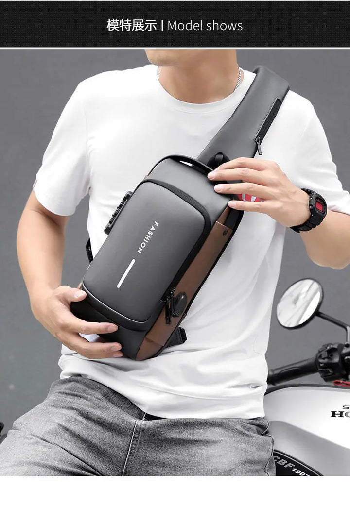 Men’s Anti-Theft Oxford Sling Chest Bag | حقيبة صدر رجالية أكسفورد مضادة للسرقة