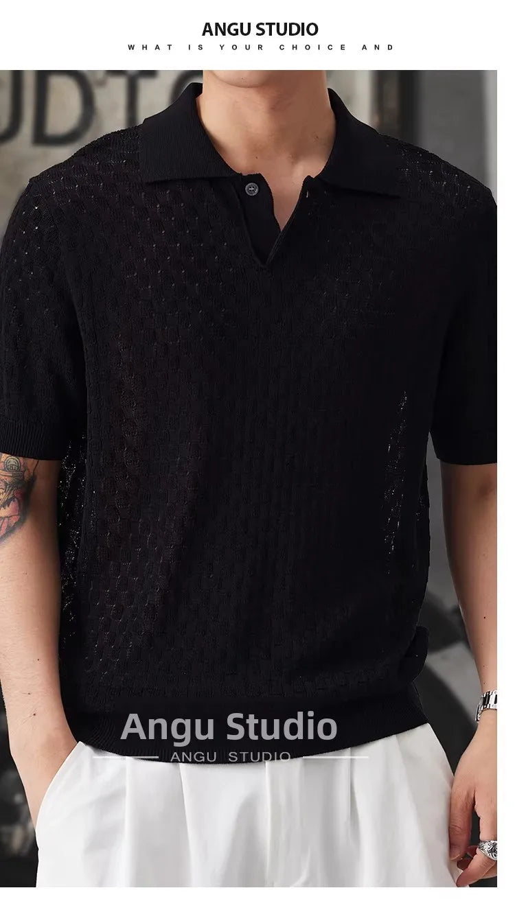 Men’s Loose Fit Knit Polo Shirt