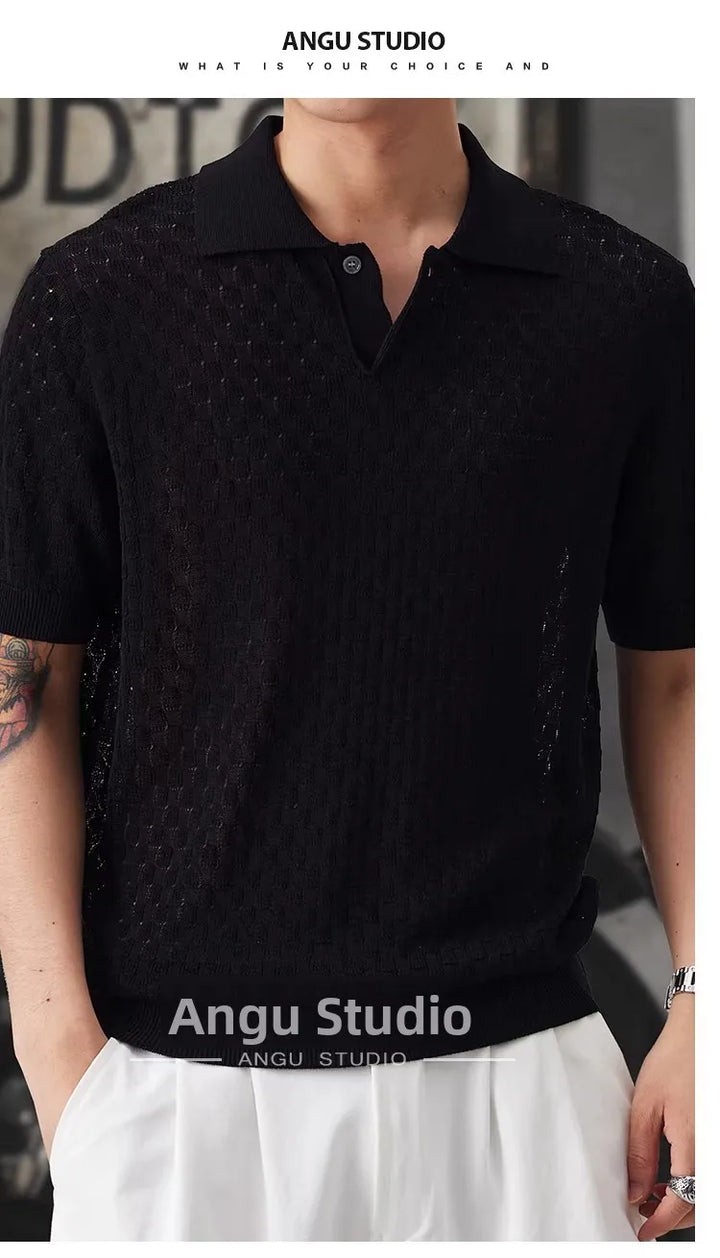 Men’s Loose Fit Knit Polo Shirt