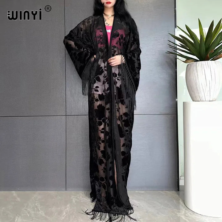 Abaya Open Front Printed Kimono Robe Lightweight