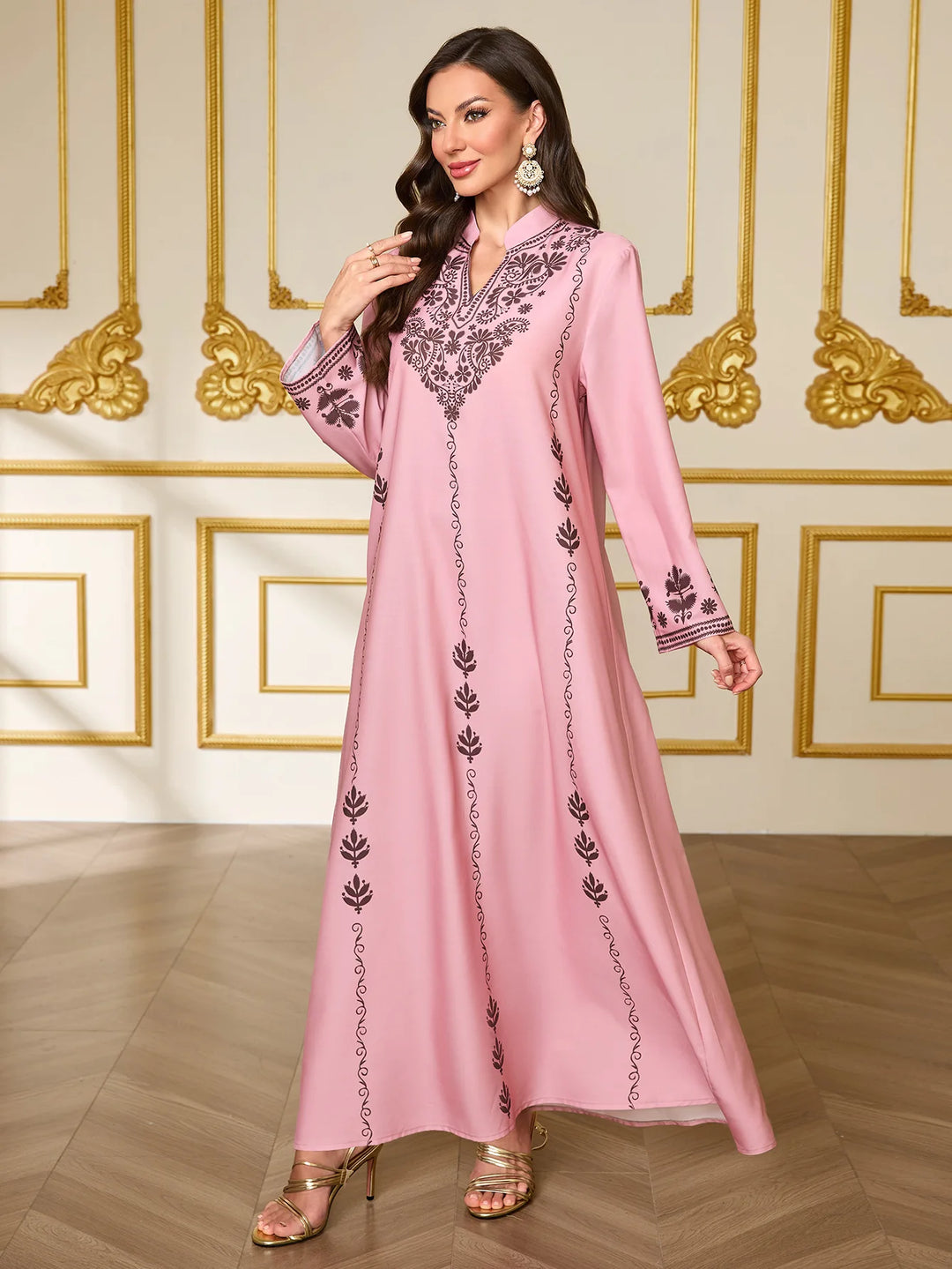 Women’s Luxe Embroidered Modest Maxi Dress | فستان طويل مطرز فاخر