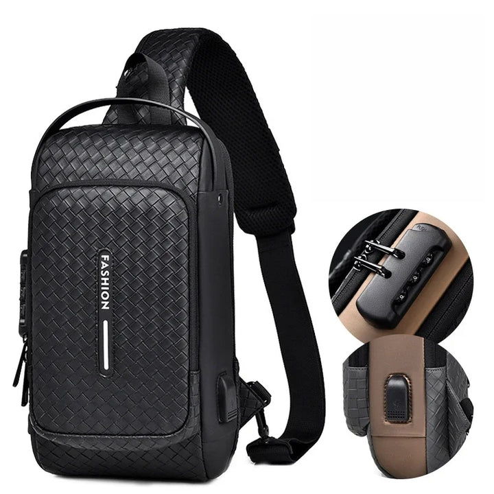 Men’s PU Anti-Theft Chest Bag | حقيبة صدر رجالية PU مضادة للسرقة
