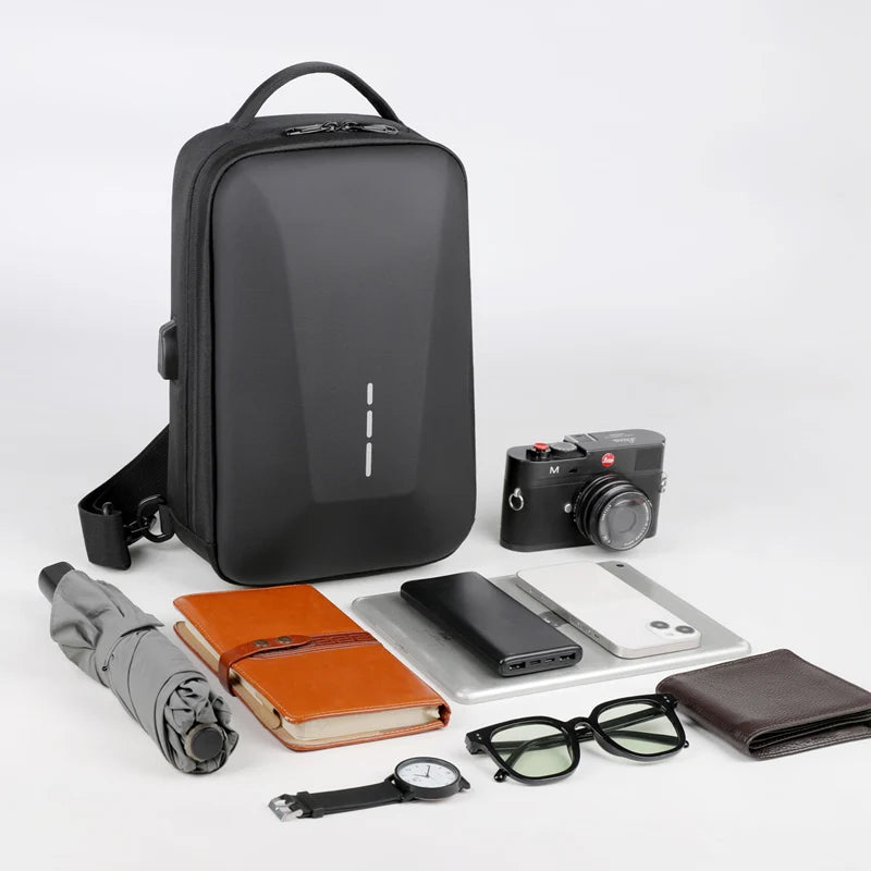 Men’s Anti-Theft USB Chest Bag | حقيبة صدر رجالية مضادة للسرقة مع USB