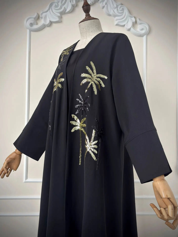 Women’s Open Abaya | Elegant Sequin Embroidery Eid Design