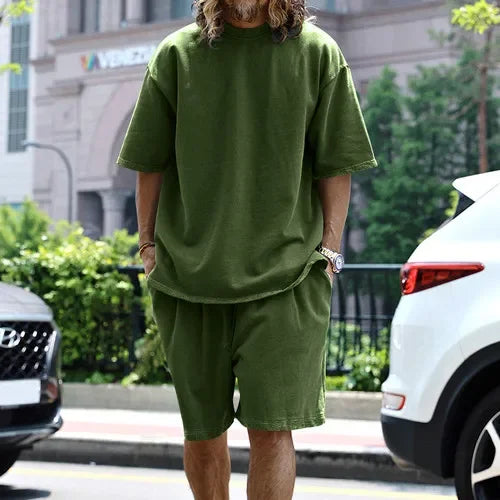 Men’s Printed Summer Set | Casual Short Sleeve Shirt & Shorts Outfit