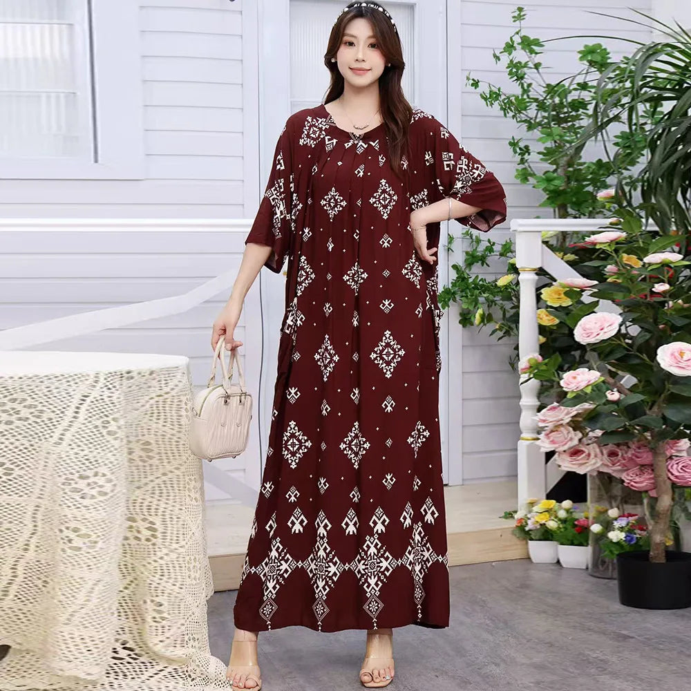 Women’s Floral Maternity Lounge Dress | فستان بيت واسع ومريح - Floral