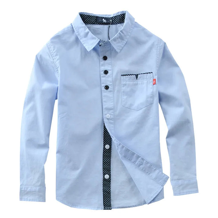 Boys’ Solid Long Sleeve Shirt 3–12 Years | قميص أولاد سادة بأكمام طويلة لعمر ٣–١٢ سنة