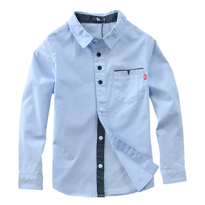Boys’ Solid Long Sleeve Shirt 3–12 Years | قميص أولاد سادة بأكمام طويلة لعمر ٣–١٢ سنة