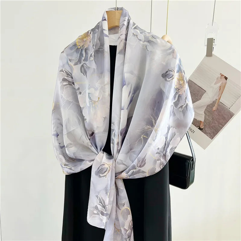 Women’s Pure Silk Shawl | Elegant Printed Long Drape