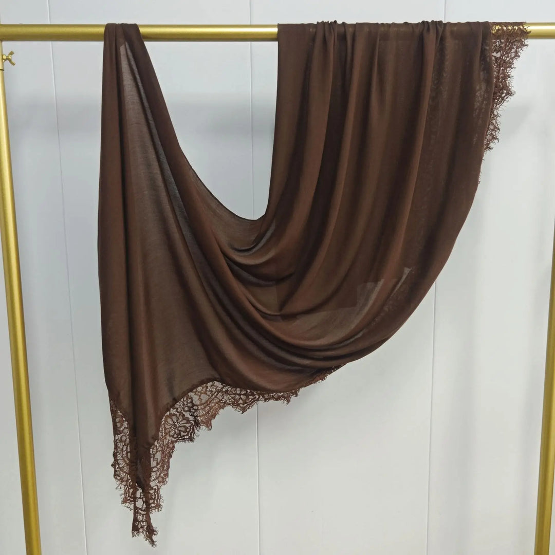 Women’s Lace Edge Hijab Scarf | Soft Everyday Drape