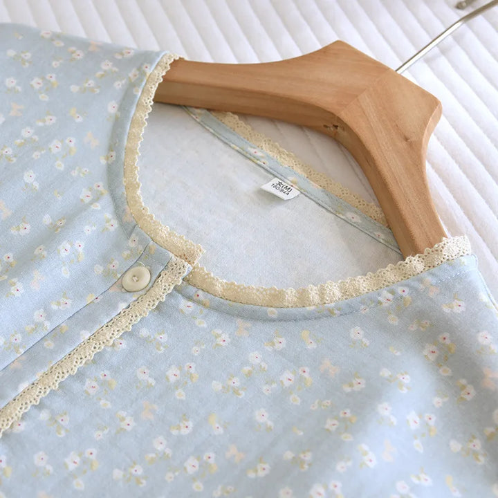 Women’s Double Gauze Cotton Nightgown | جلابية قطنية صيفية للبيت - Floral