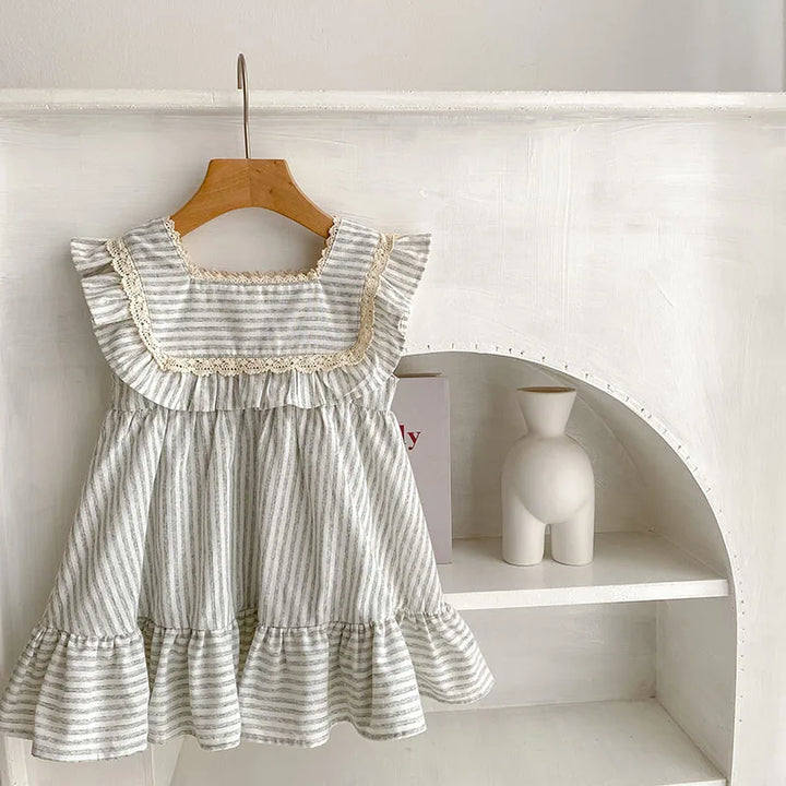 Girls Plaid Ruffle Summer Dress