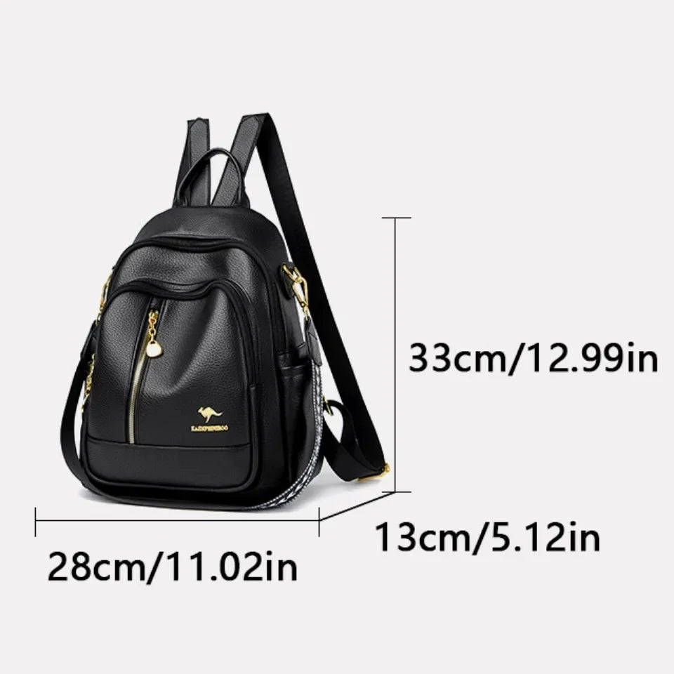 Women’s Leather-Look Travel Backpack | حقيبة ظهر نسائية أنيقة للسفر