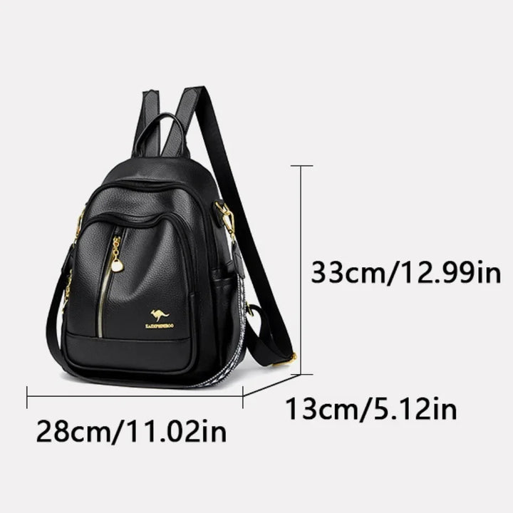 Women’s Leather-Look Travel Backpack | حقيبة ظهر نسائية أنيقة للسفر