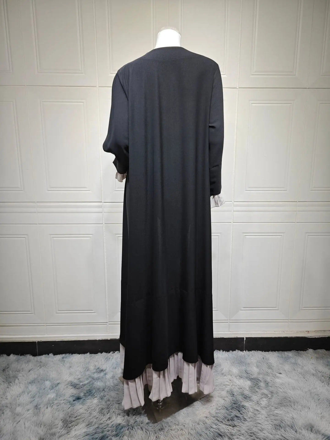 Abaya Pleated Patchwork Design | Muslim Women Open Front Long Kaftan