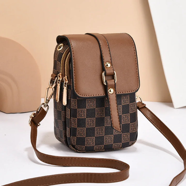 Women's Plaid Crossbody Phone Bag | حقيبة هاتف نسائية كروس بودي بنقشة مربعات