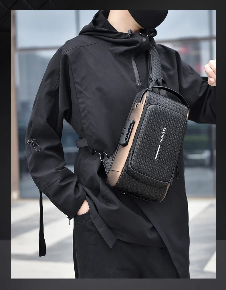 Men’s PU Anti-Theft Chest Bag | حقيبة صدر رجالية PU مضادة للسرقة