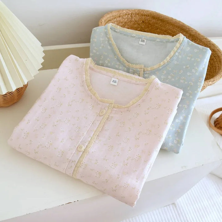 Women’s Double Gauze Cotton Nightgown | جلابية قطنية صيفية للبيت - Floral