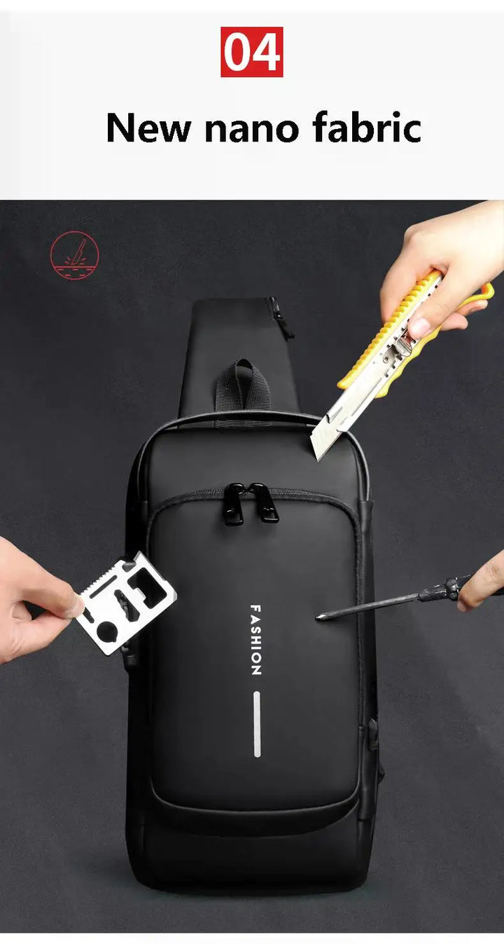 Men’s Anti-Theft Oxford Sling Chest Bag | حقيبة صدر رجالية أكسفورد مضادة للسرقة