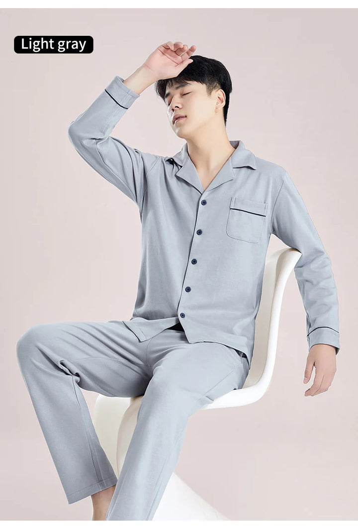 Men’s Plaid Pajama Set | Warm Cotton Winter Homewear