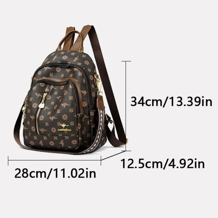 Women’s Leather-Look Travel Backpack | حقيبة ظهر نسائية أنيقة للسفر