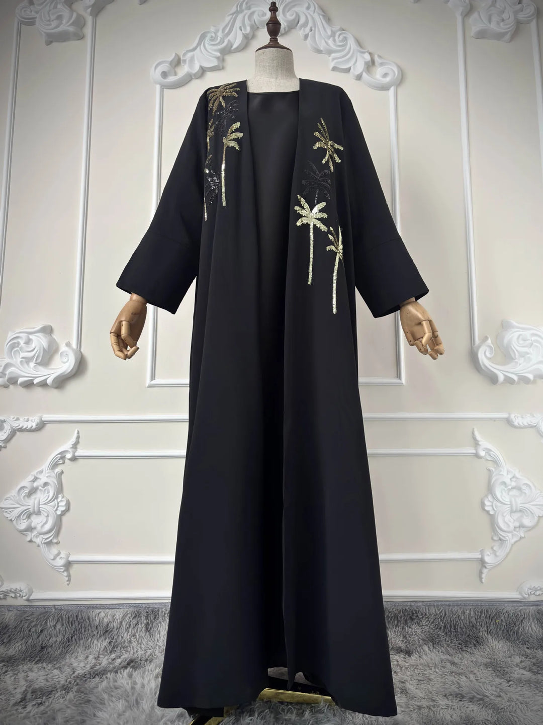 Women’s Open Abaya | Elegant Sequin Embroidery Eid Design