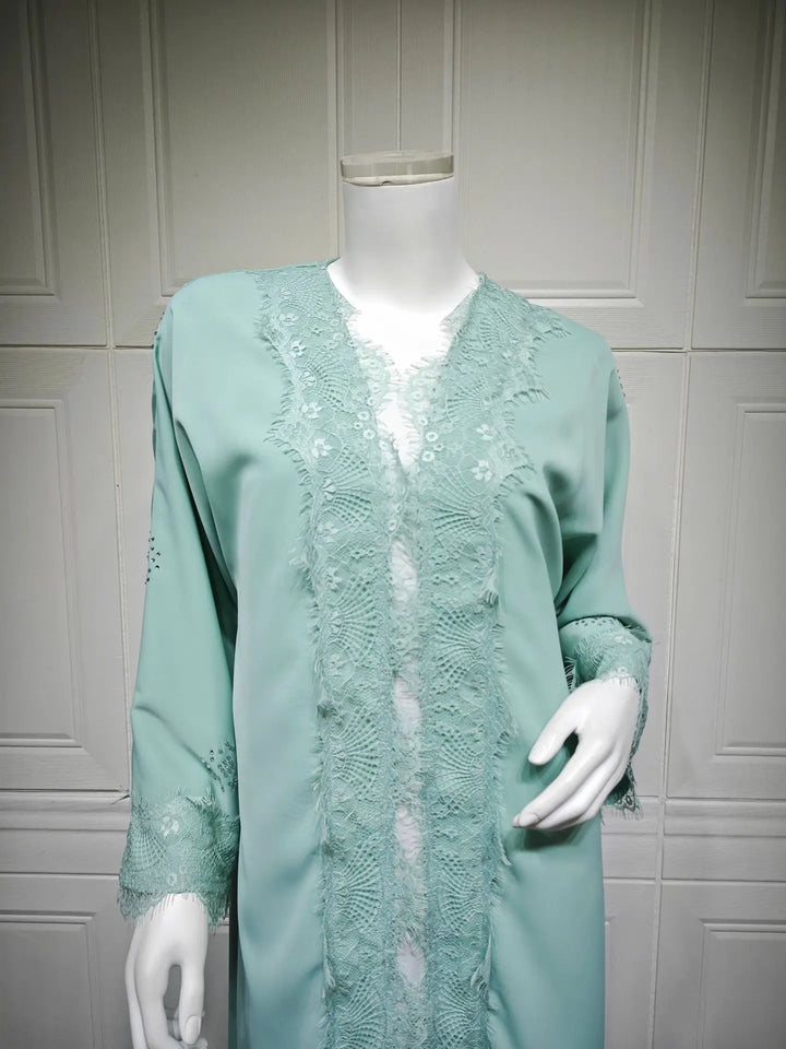 Women’s Abaya | Elegant Lace Splicing Modest Party Design