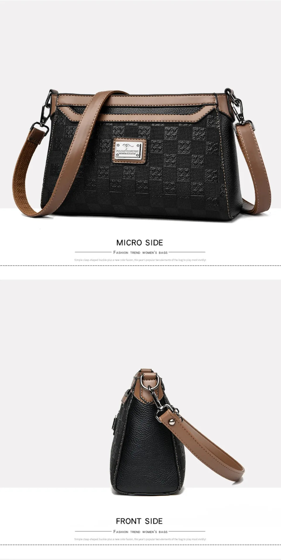 Women’s Plaid Shoulder Crossbody Bag | حقيبة نسائية بنقشة مربعات