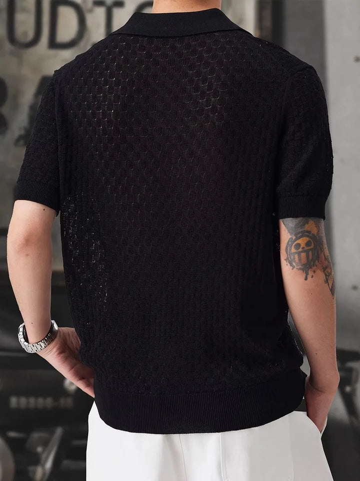 Men’s Loose Fit Knit Polo Shirt