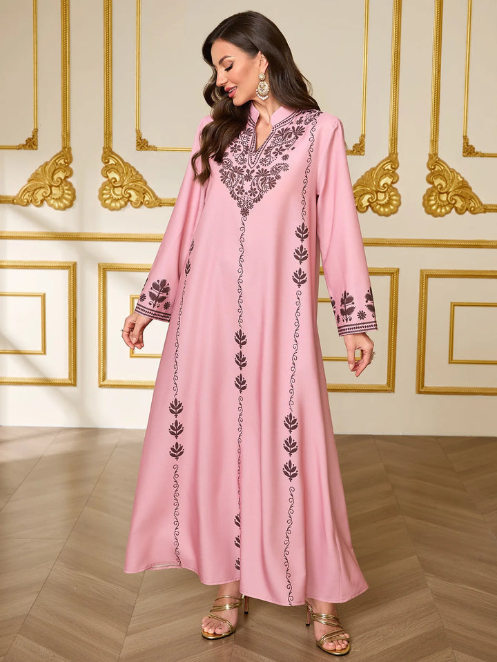 Women’s Luxe Embroidered Modest Maxi Dress | فستان طويل مطرز فاخر