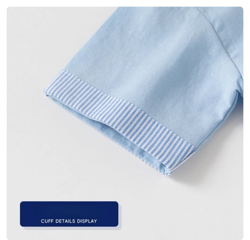 Boys’ 2T–6T Striped Mandarin Collar Shirt | قميص أطفال مخطط بياقة ماندارين لعمر ٢–٦ سنوات