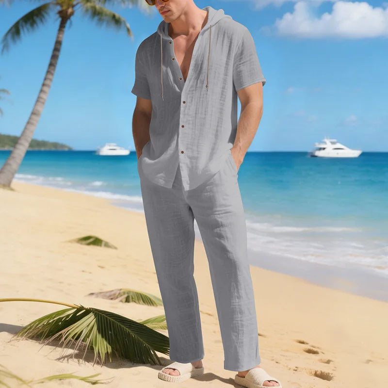 Men’s Summer Beach Set | Casual Short Sleeve Shirt & Shorts Outfit