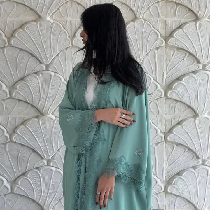 Women’s Abaya | Elegant Lace Splicing Modest Party Design