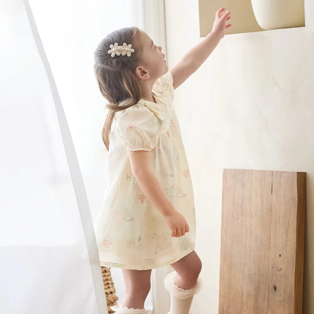 Girls Floral Print Cotton Dress