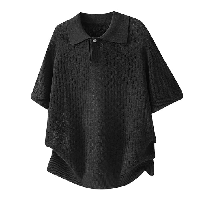 Men’s Loose Fit Knit Polo Shirt